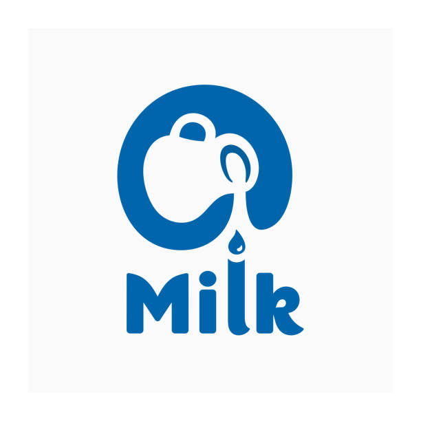 Vector Illustration named MILK on a gray background.